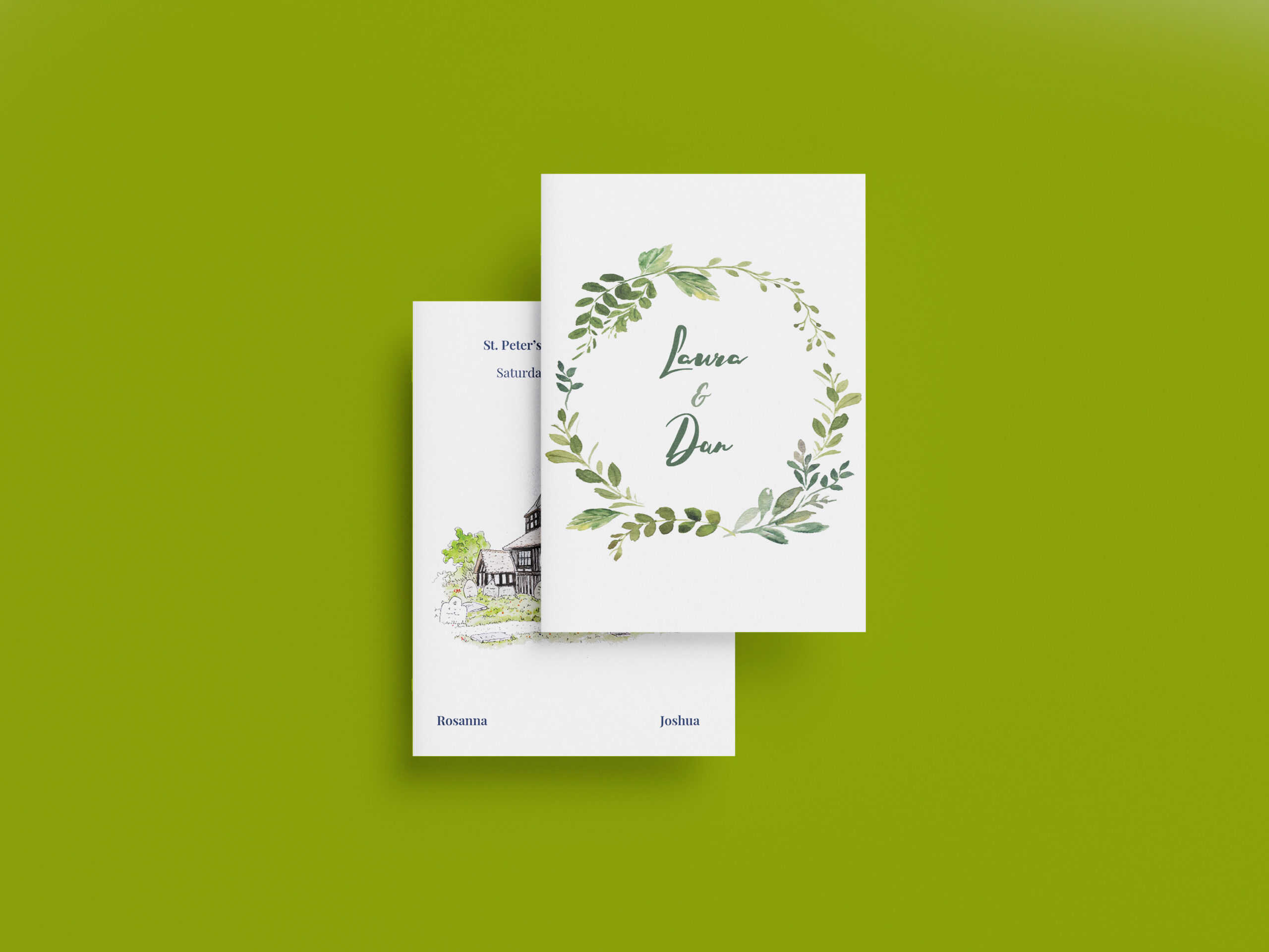 Wedding invite with green background