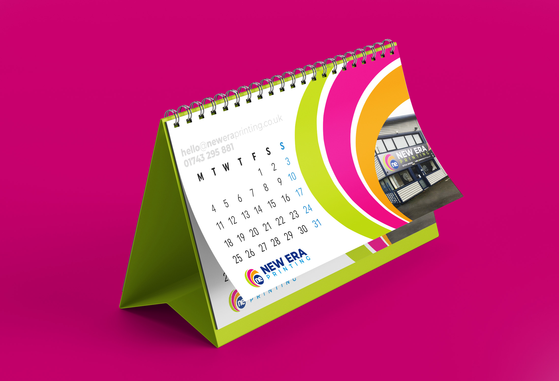 New Era Printing Branded Calendar - Pink background